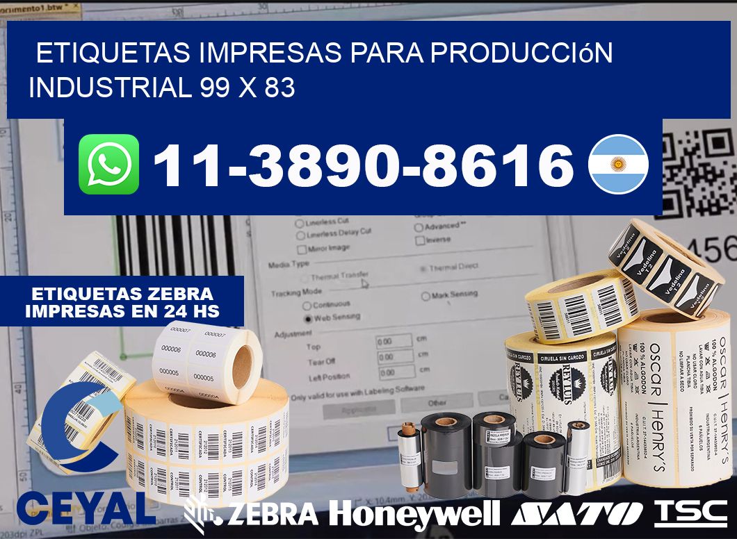 etiquetas impresas para producción industrial 99 x 83