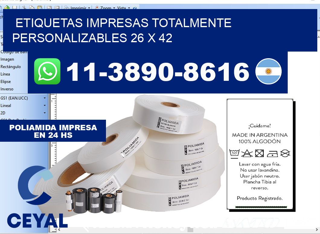 etiquetas impresas totalmente personalizables 26 x 42