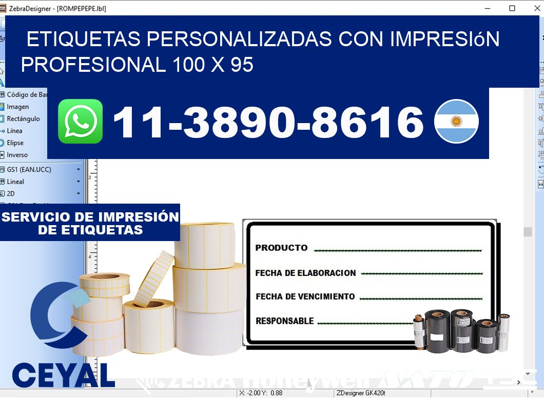 etiquetas personalizadas con impresión profesional 100 x 95