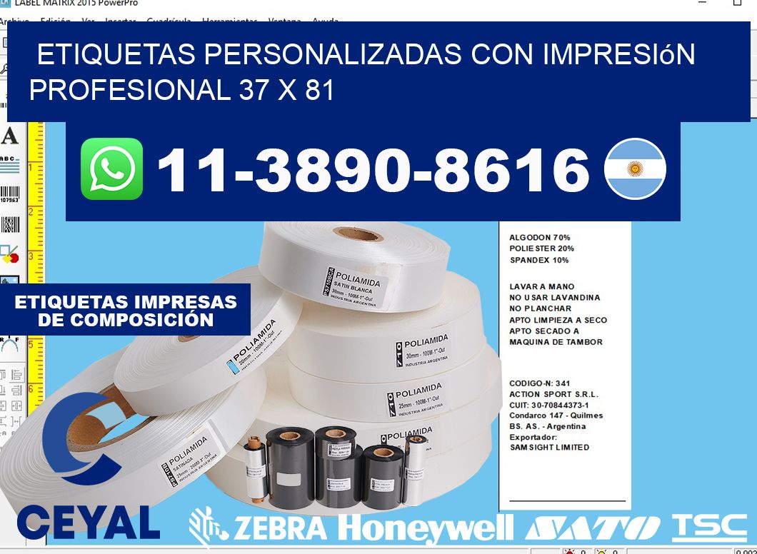 etiquetas personalizadas con impresión profesional 37 x 81