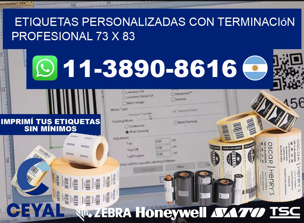 etiquetas personalizadas con terminación profesional 73 x 83