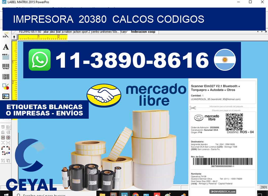 impresora  20380  calcos codigos