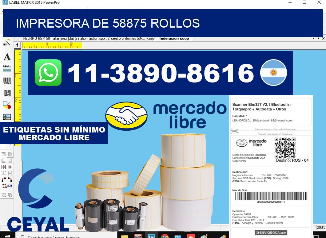 impresora de 58875 rollos
