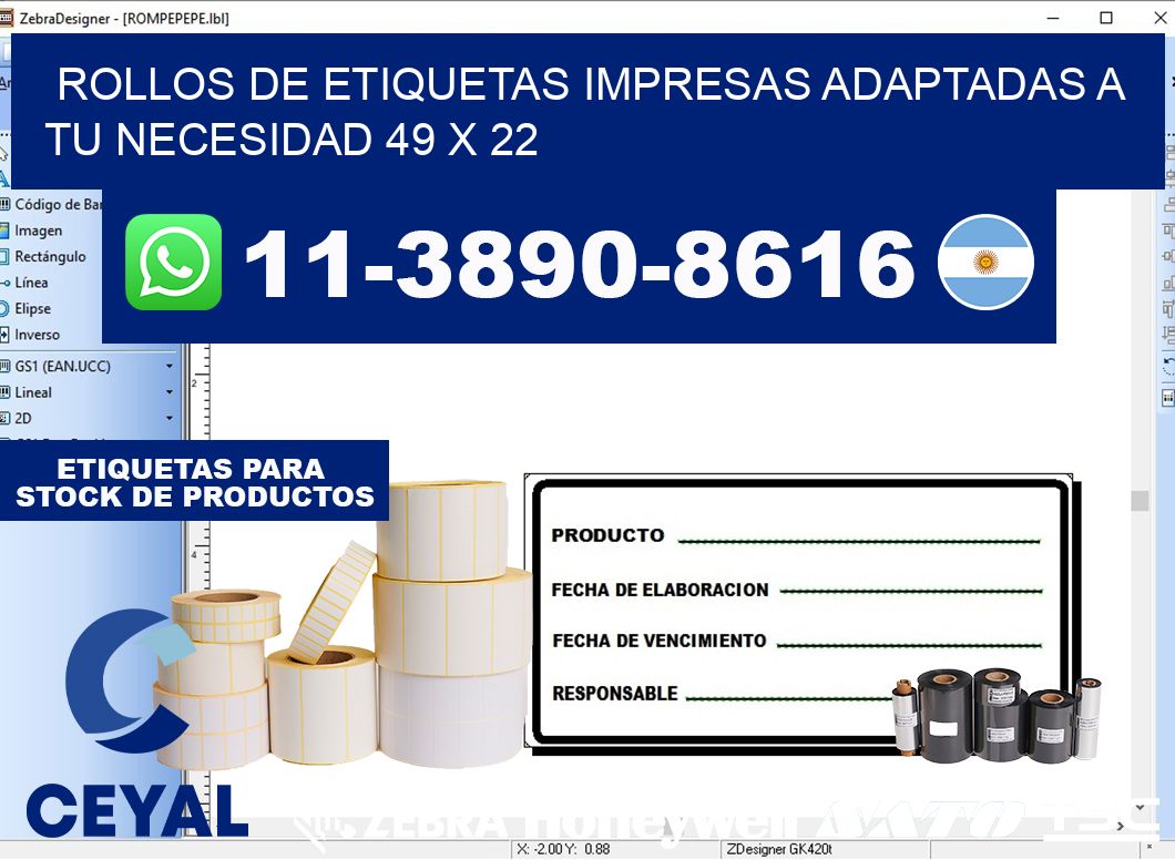 rollos de etiquetas impresas adaptadas a tu necesidad 49 x 22