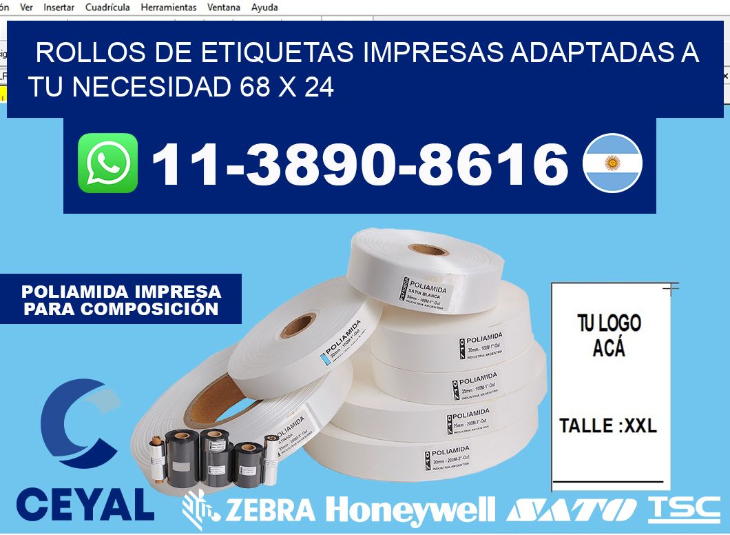 rollos de etiquetas impresas adaptadas a tu necesidad 68 x 24