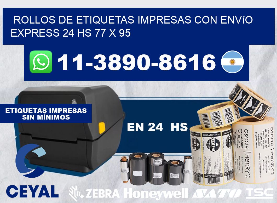 rollos de etiquetas impresas con envío express 24 hs 77 x 95