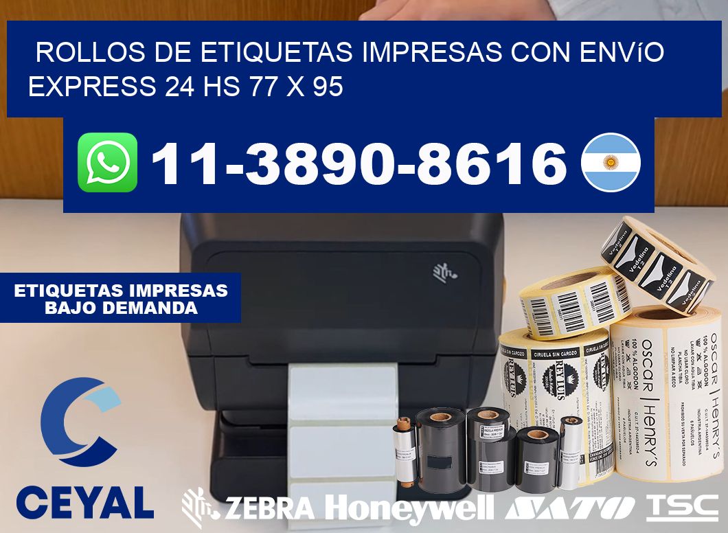 rollos de etiquetas impresas con envío express 24 hs 77 x 95