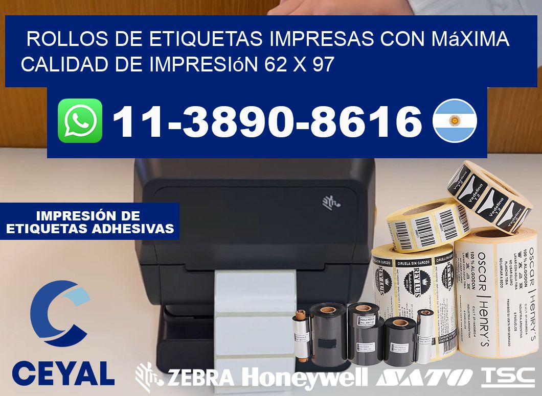 rollos de etiquetas impresas con máxima calidad de impresión 62 x 97