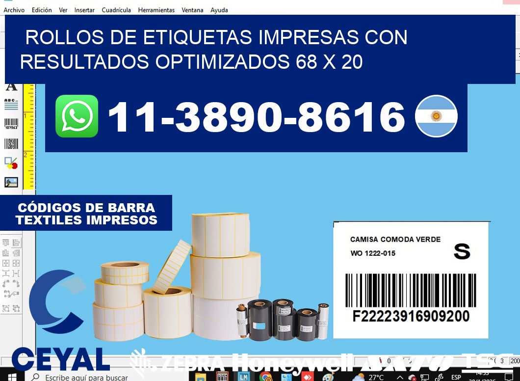 rollos de etiquetas impresas con resultados optimizados 68 x 20