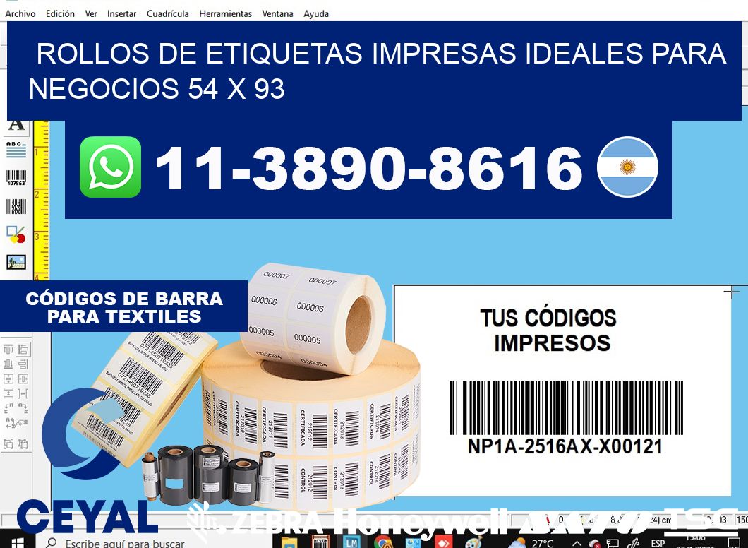 rollos de etiquetas impresas ideales para negocios 54 x 93
