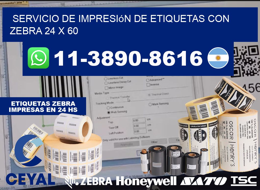 servicio de impresión de etiquetas con Zebra 24 x 60