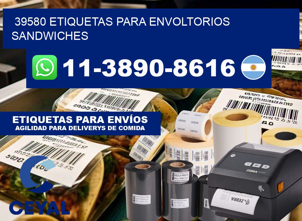 39580 etiquetas para envoltorios sandwiches
