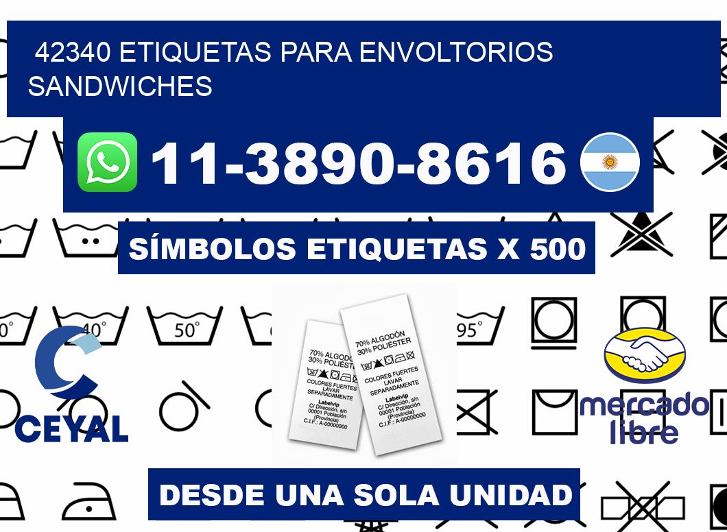 42340 etiquetas para envoltorios sandwiches