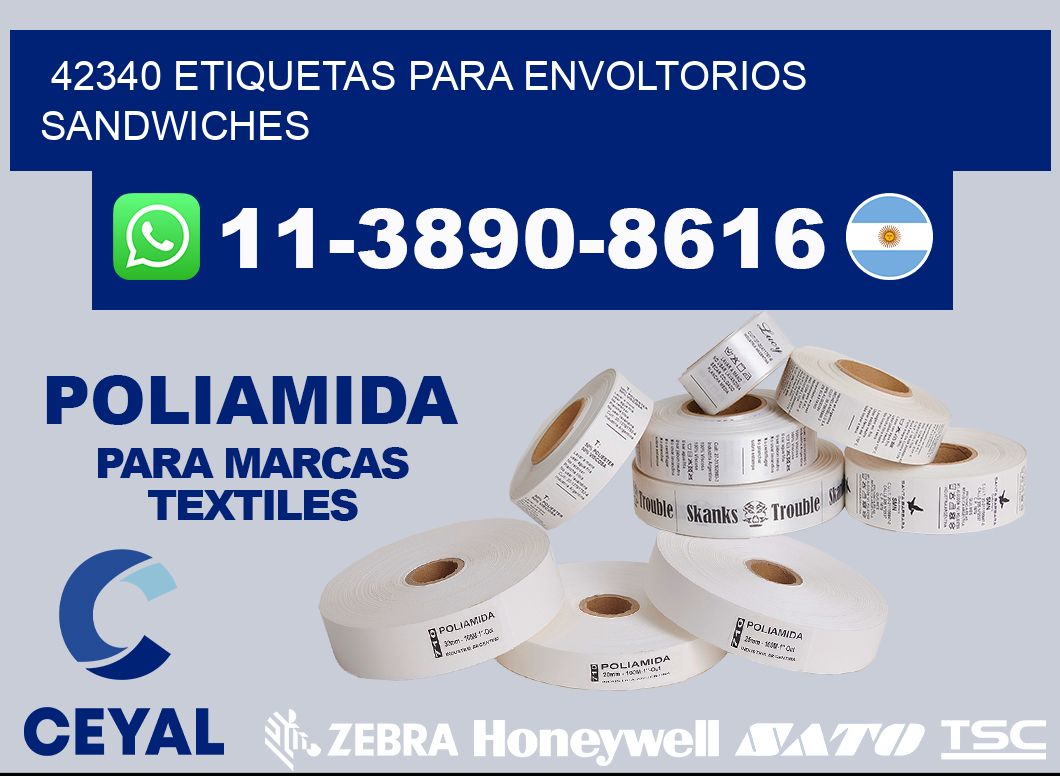 42340 etiquetas para envoltorios sandwiches