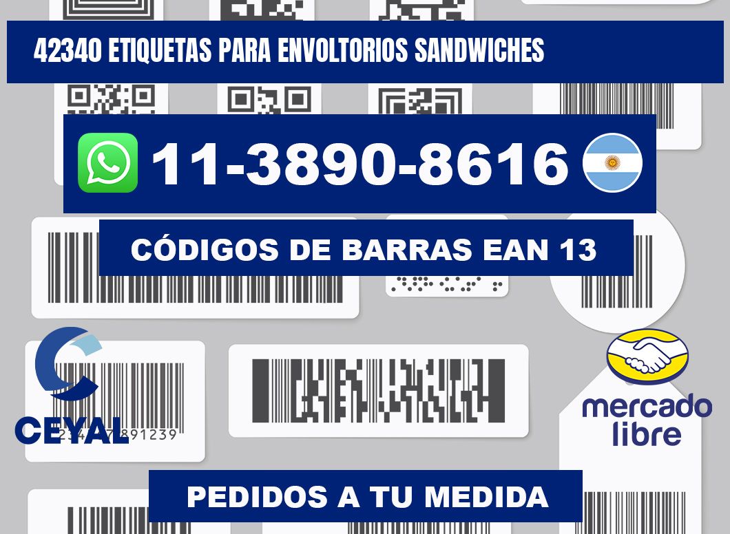 42340 etiquetas para envoltorios sandwiches
