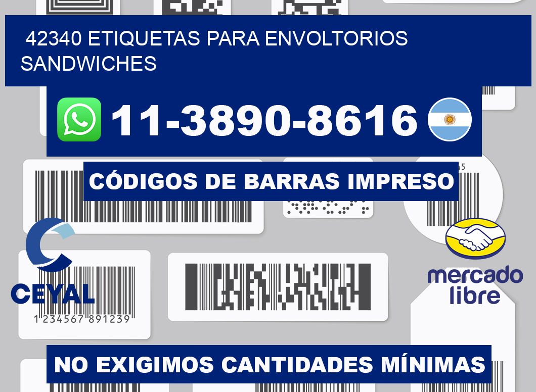 42340 etiquetas para envoltorios sandwiches