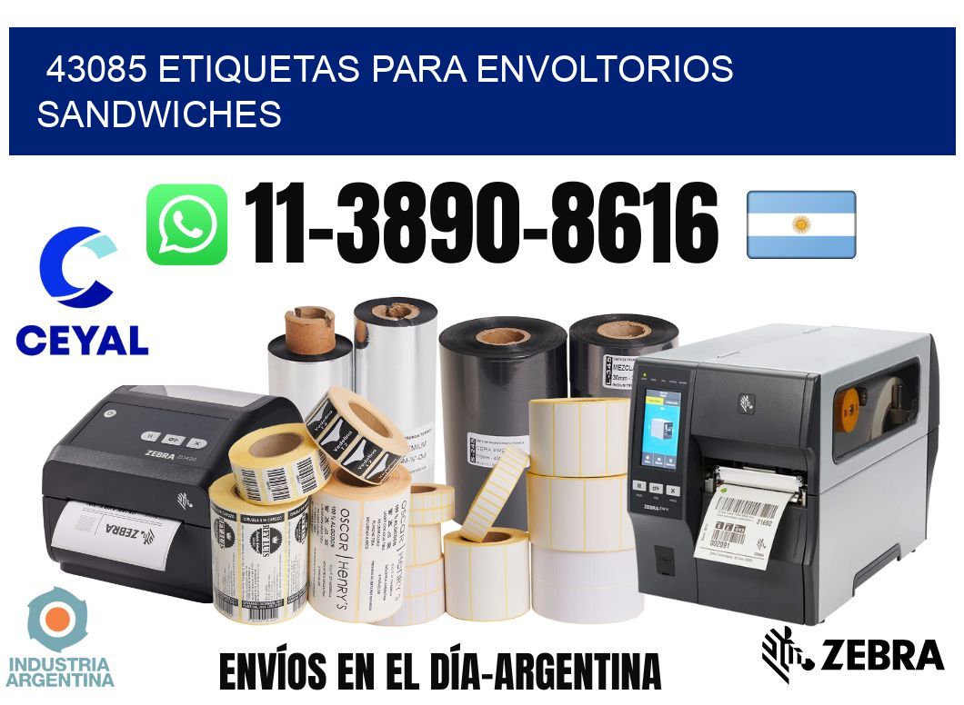 43085 etiquetas para envoltorios sandwiches
