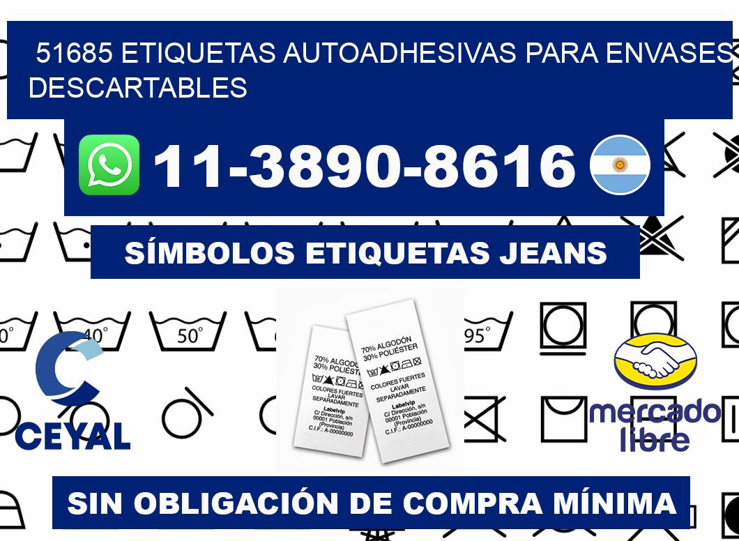 51685 etiquetas autoadhesivas para envases descartables