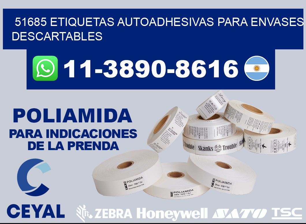 51685 etiquetas autoadhesivas para envases descartables