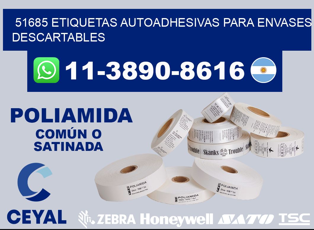 51685 etiquetas autoadhesivas para envases descartables