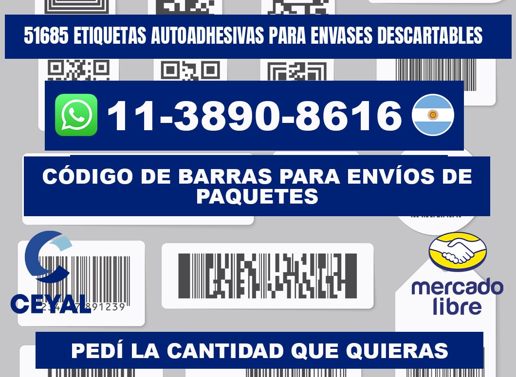 51685 etiquetas autoadhesivas para envases descartables