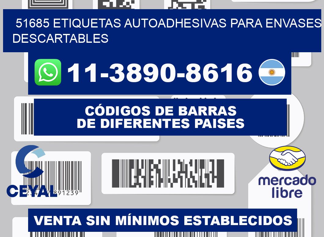 51685 etiquetas autoadhesivas para envases descartables