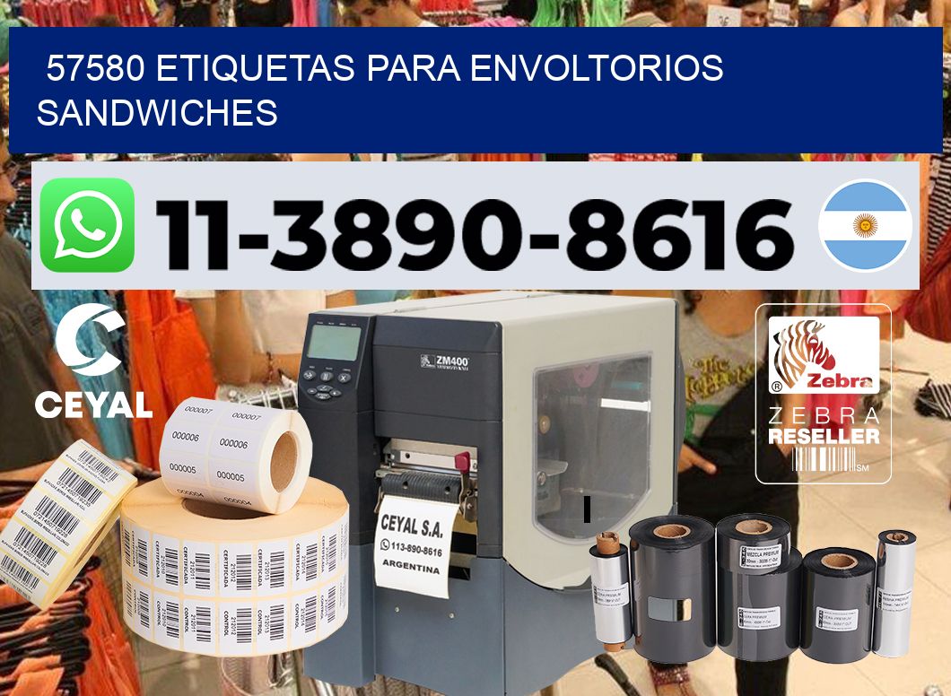 57580 etiquetas para envoltorios sandwiches
