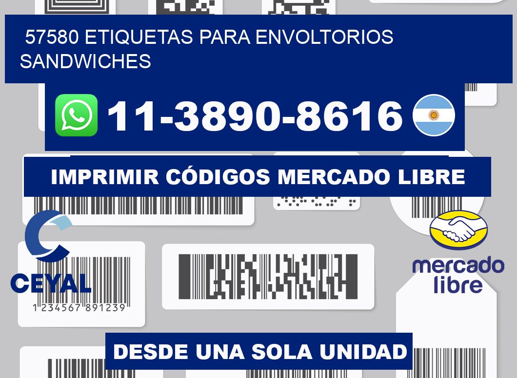 57580 etiquetas para envoltorios sandwiches