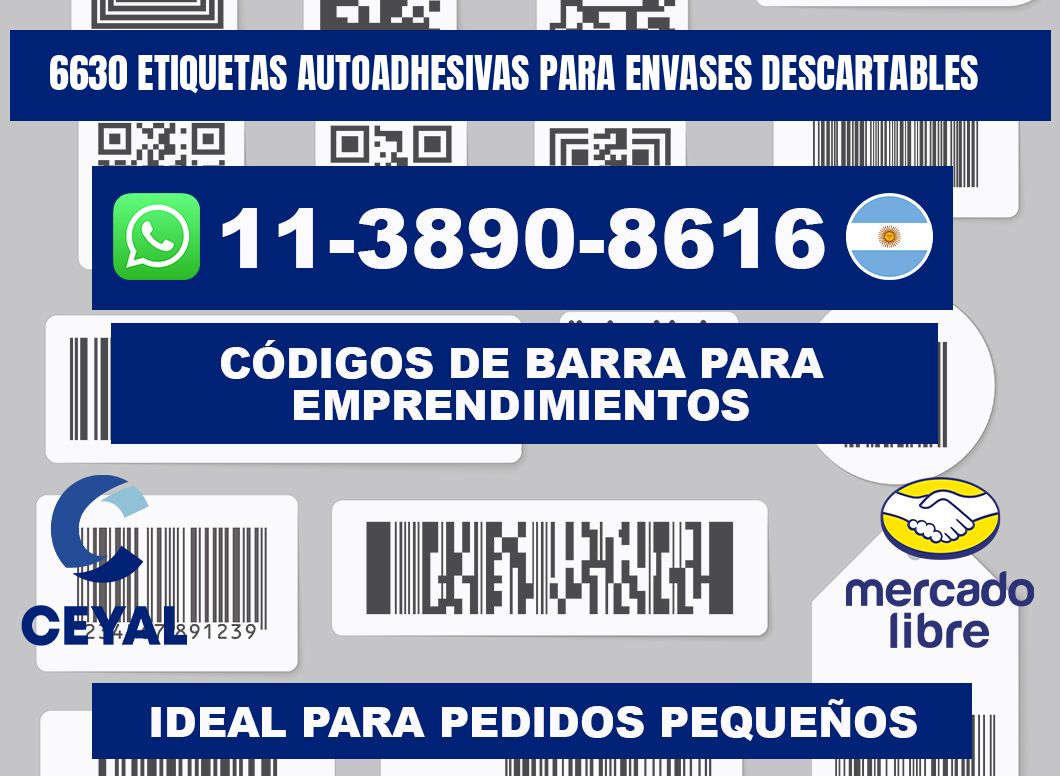6630 etiquetas autoadhesivas para envases descartables