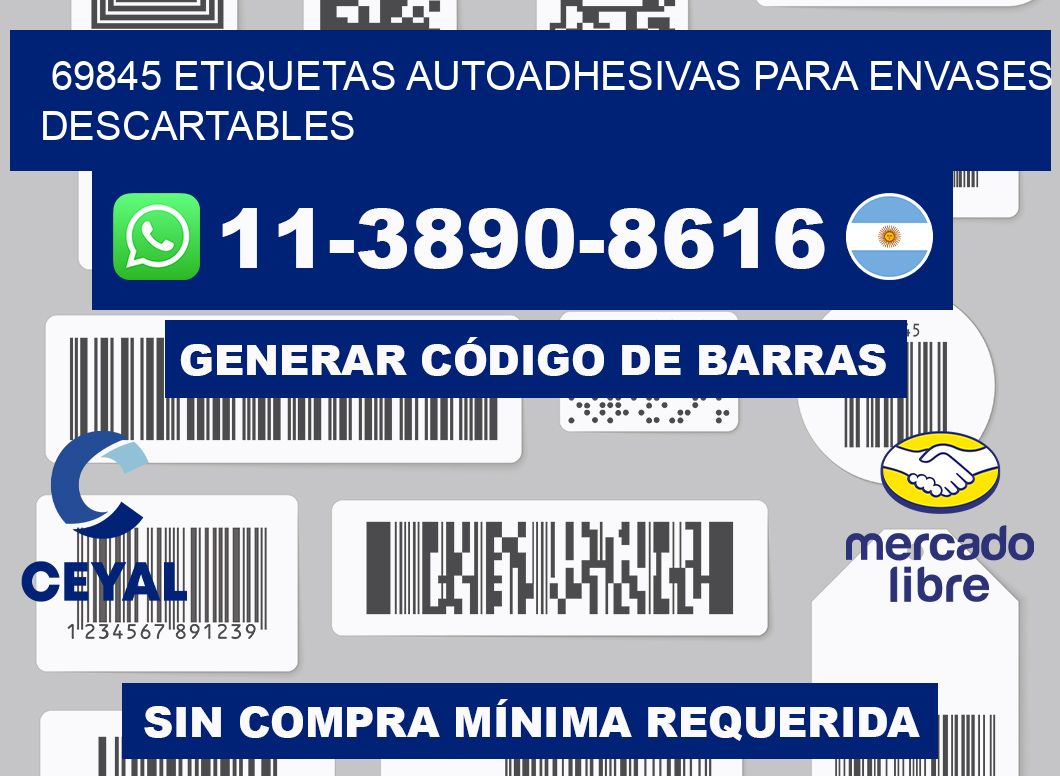 69845 etiquetas autoadhesivas para envases descartables