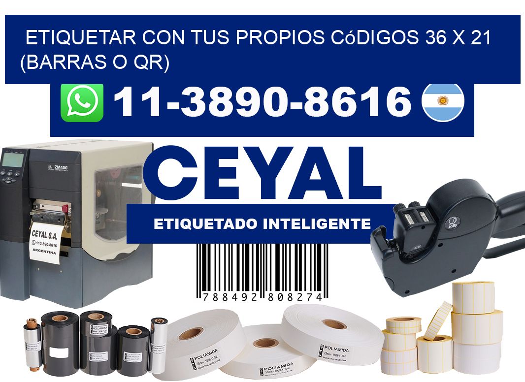 Etiquetar con tus propios códigos 36 x 21 (barras o QR)