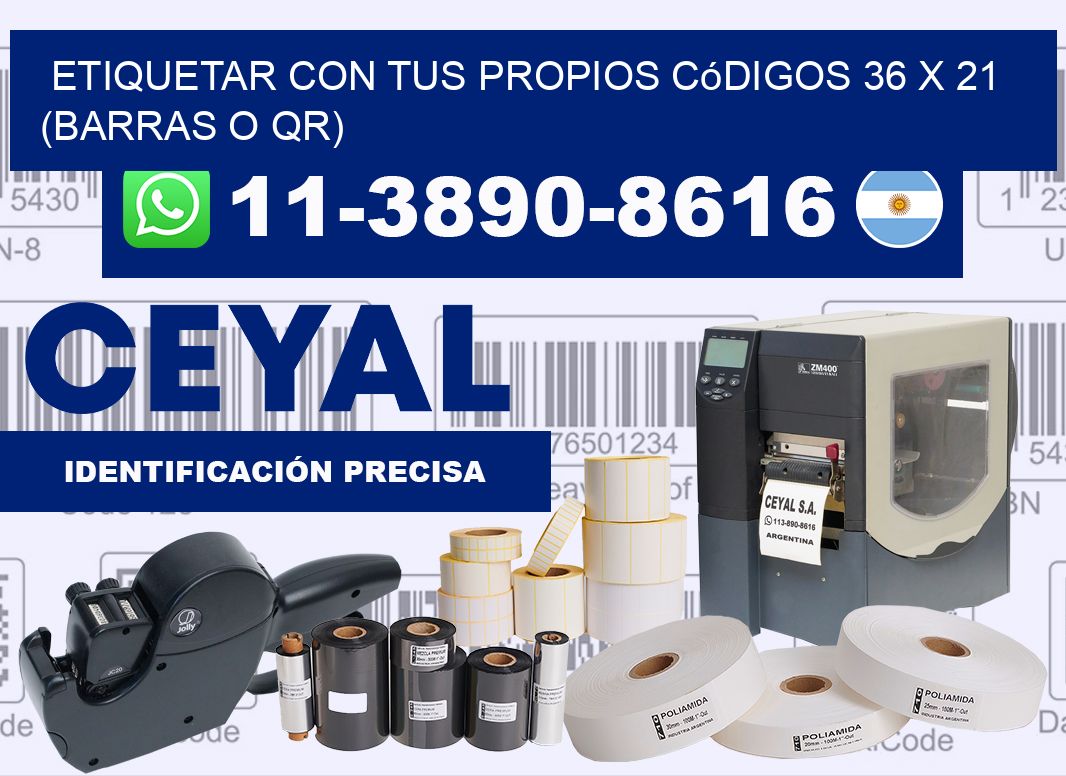 Etiquetar con tus propios códigos 36 x 21 (barras o QR)