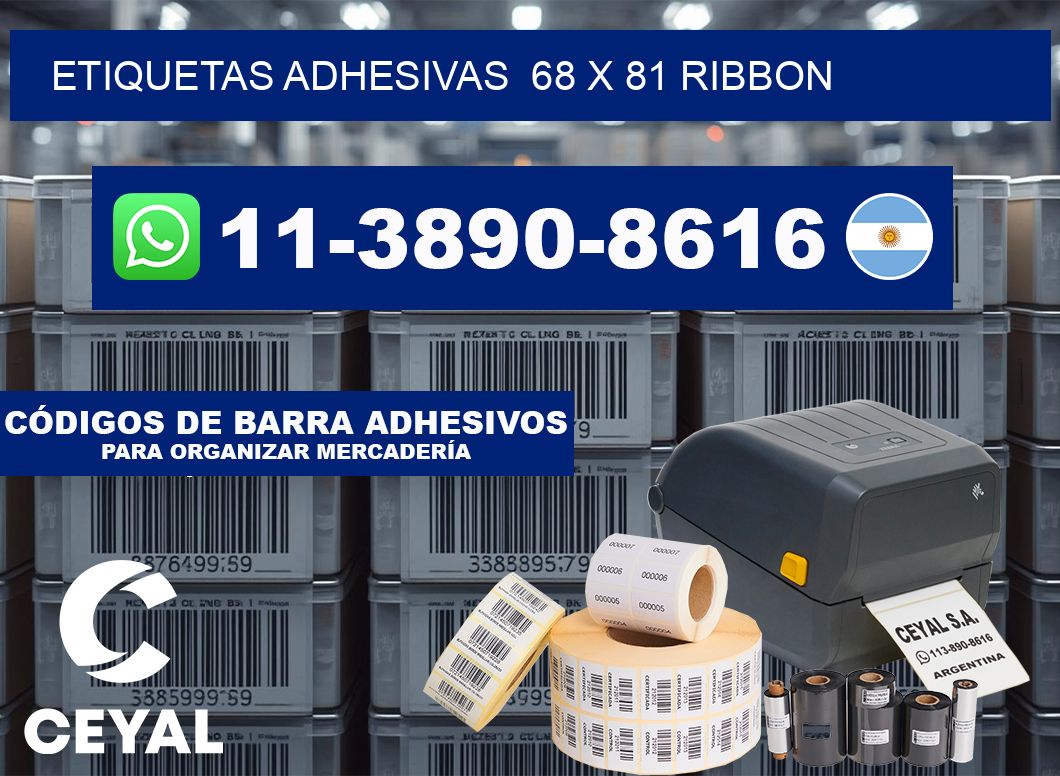 Etiquetas adhesivas  68 x 81 ribbon