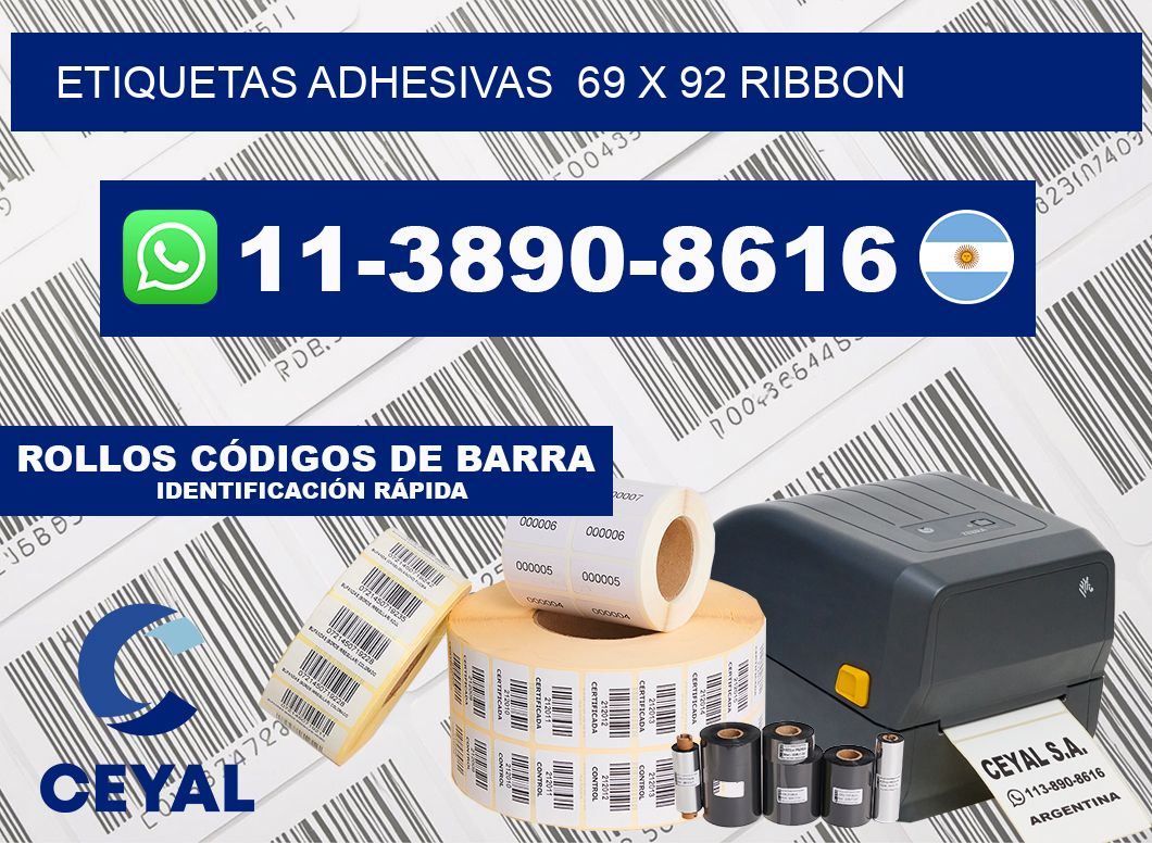 Etiquetas adhesivas  69 x 92 ribbon