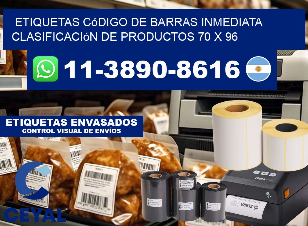 Etiquetas código de barras inmediata clasificación de productos 70 x 96