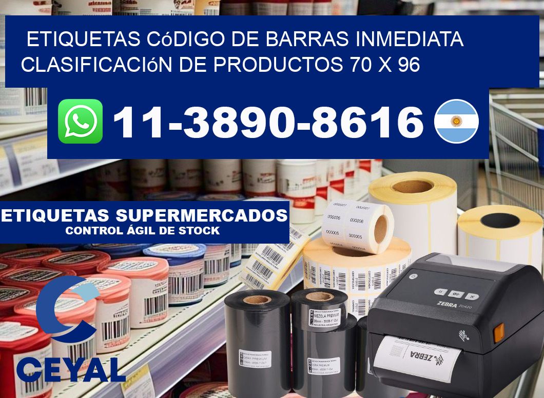 Etiquetas código de barras inmediata clasificación de productos 70 x 96