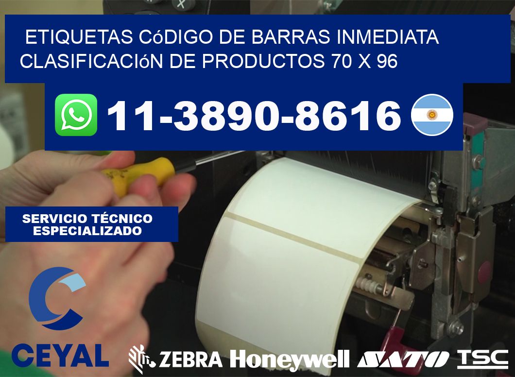 Etiquetas código de barras inmediata clasificación de productos 70 x 96
