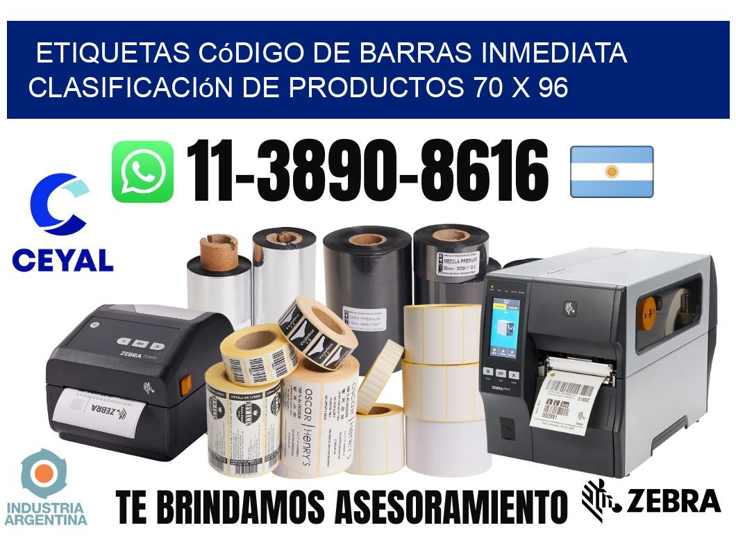 Etiquetas código de barras inmediata clasificación de productos 70 x 96