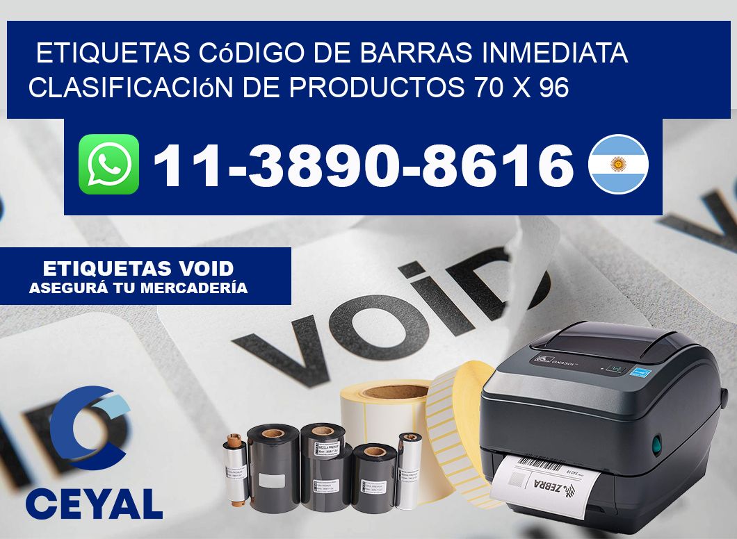 Etiquetas código de barras inmediata clasificación de productos 70 x 96