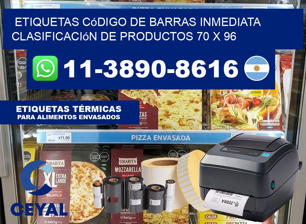 Etiquetas código de barras inmediata clasificación de productos 70 x 96