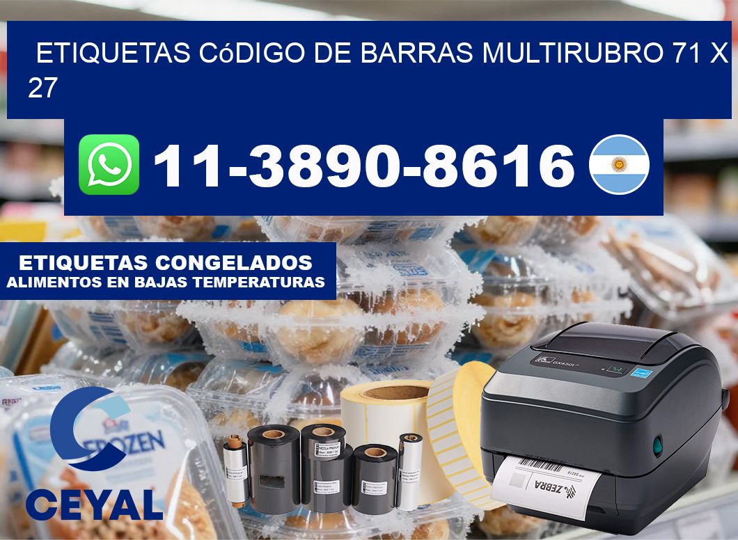 Etiquetas código de barras multirubro 71 x 27