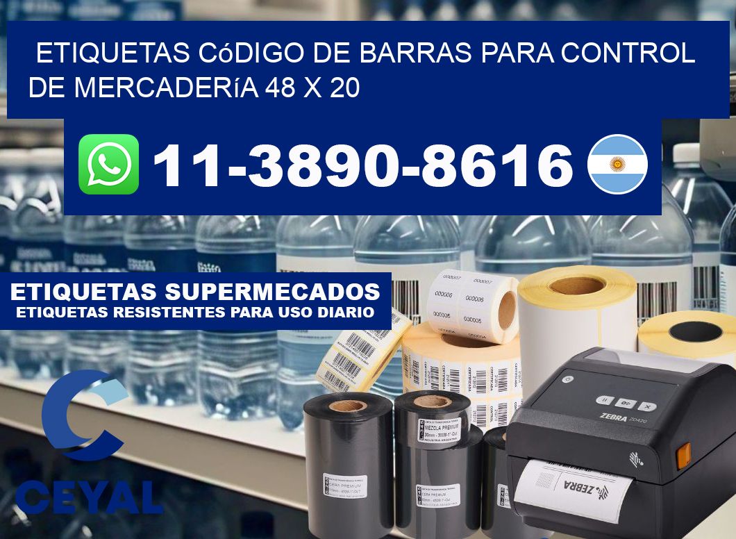 Etiquetas código de barras para control de mercadería 48 x 20