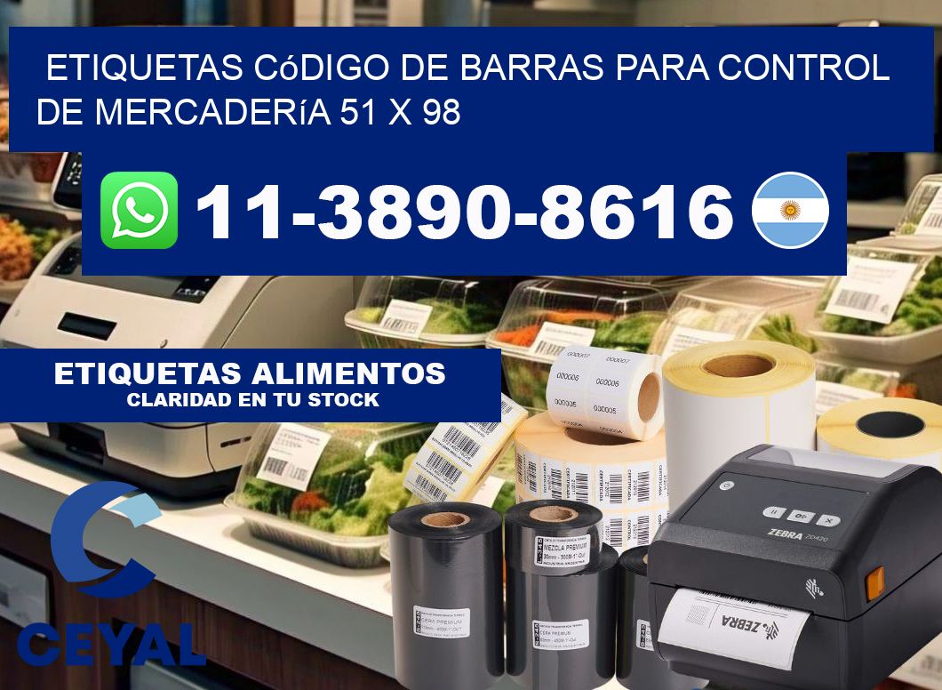 Etiquetas código de barras para control de mercadería 51 x 98