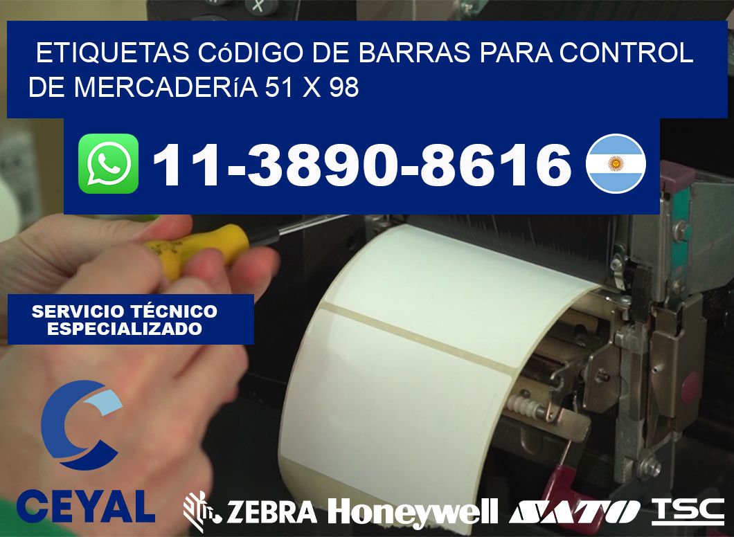 Etiquetas código de barras para control de mercadería 51 x 98