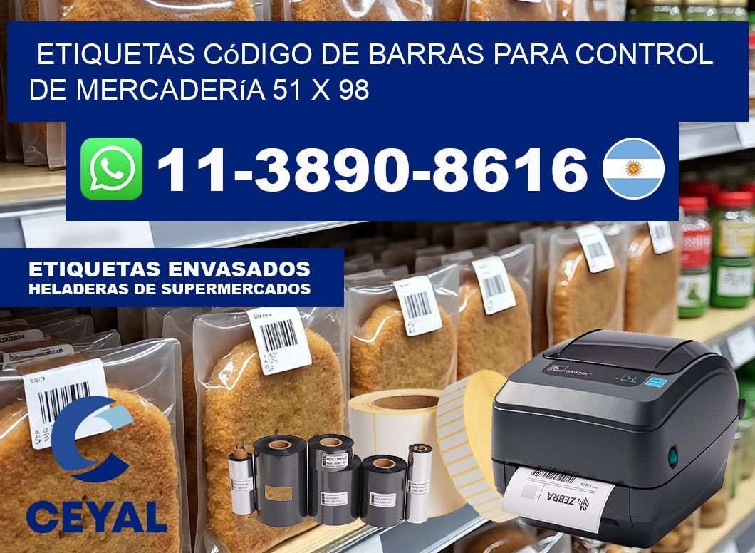 Etiquetas código de barras para control de mercadería 51 x 98