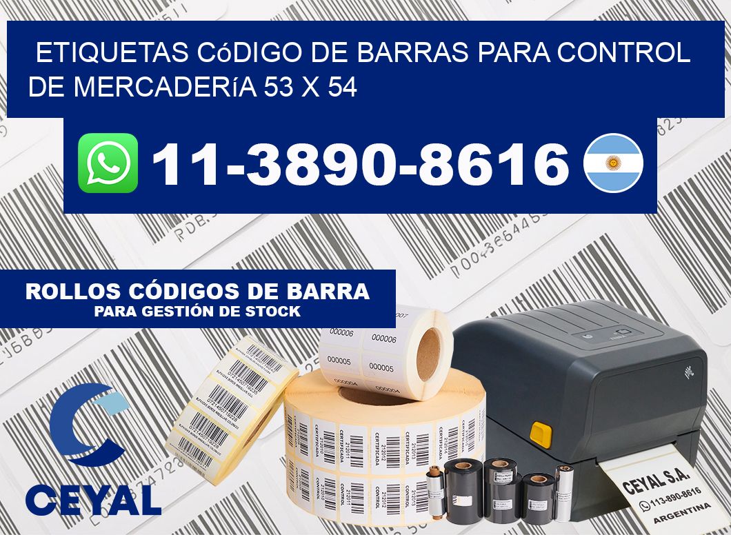 Etiquetas código de barras para control de mercadería 53 x 54