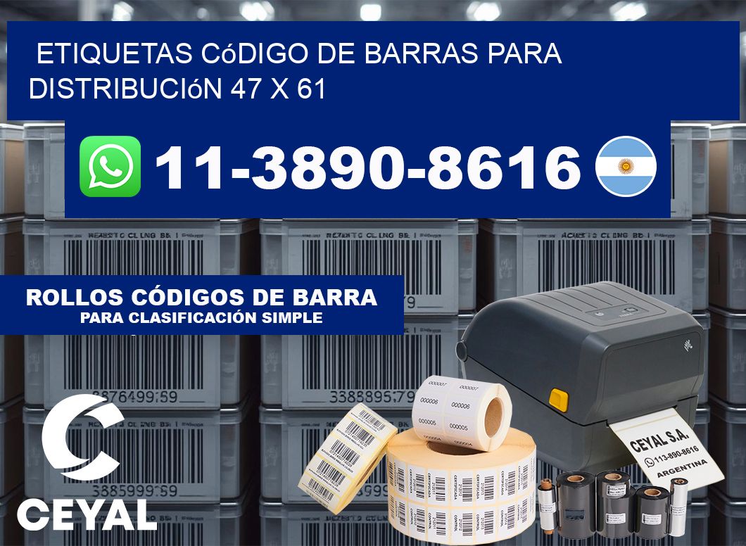 Etiquetas código de barras para distribución 47 x 61
