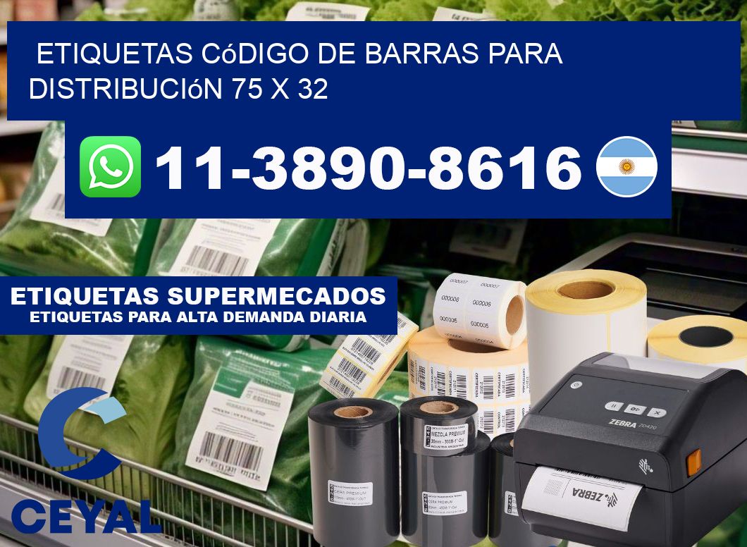 Etiquetas código de barras para distribución 75 x 32