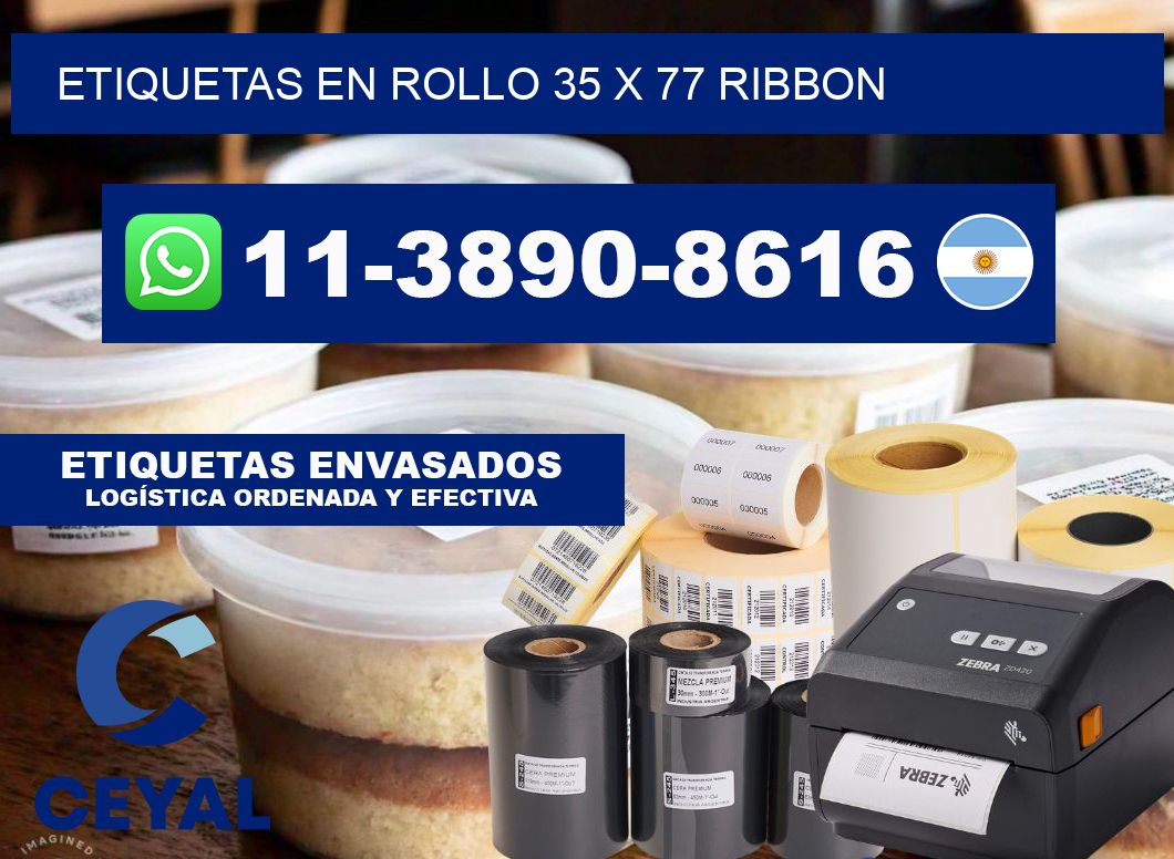 Etiquetas en rollo 35 x 77 ribbon