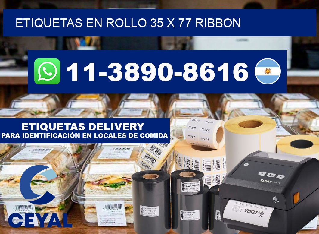 Etiquetas en rollo 35 x 77 ribbon